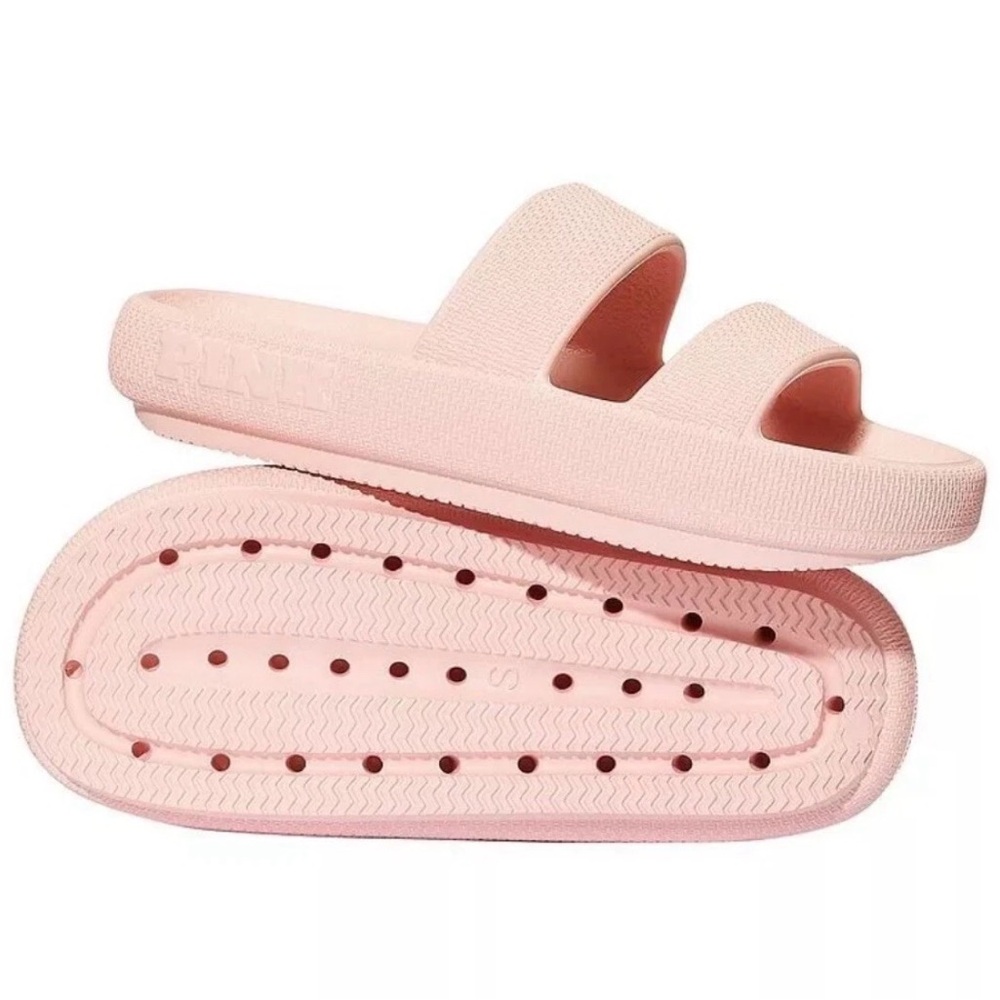 Victoria's Secret Pink DOUBLE STRAP PILLOW SLIDES Color: Pink SIZE: Large 9/10